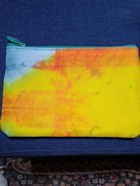 ipsy Tie-Dye Pouch in Yellow, Orange & Aqua